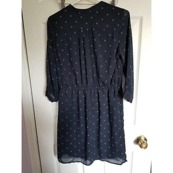 ALFRED  SUNG  Sheer Sleeves Small dot patterned pleated top waist tie dress XS - Picture 2 of 10